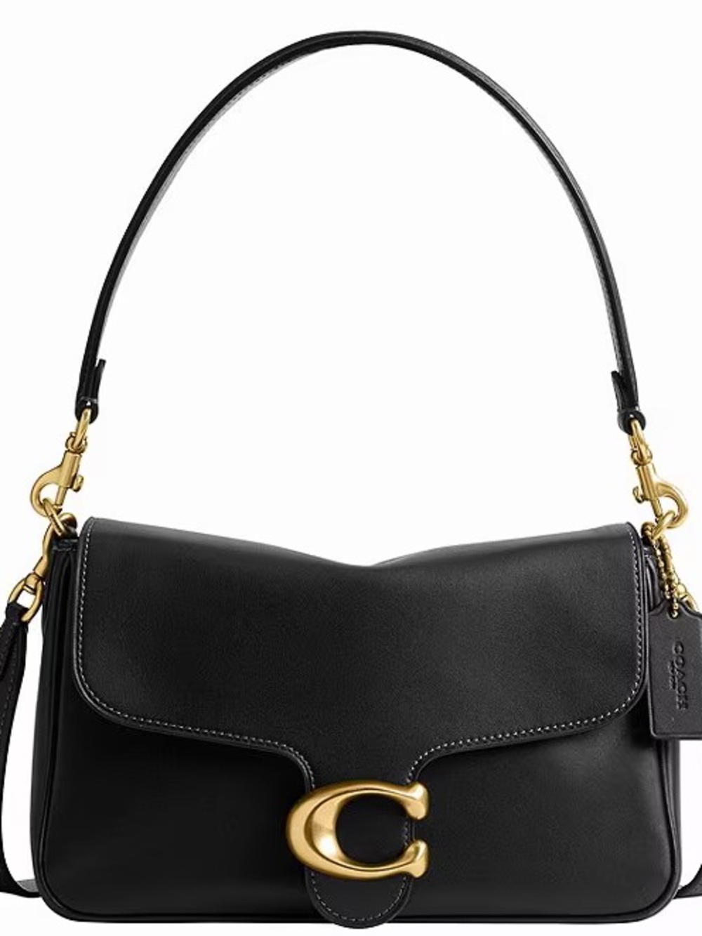 Coach Soft Tabby Shoulder Bag Black Brass Hardware